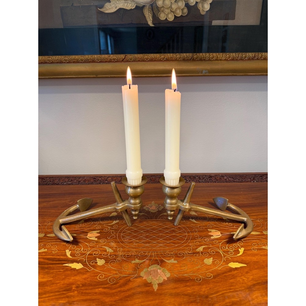 Vintage‎ Brass Anchor Candlestick Holders